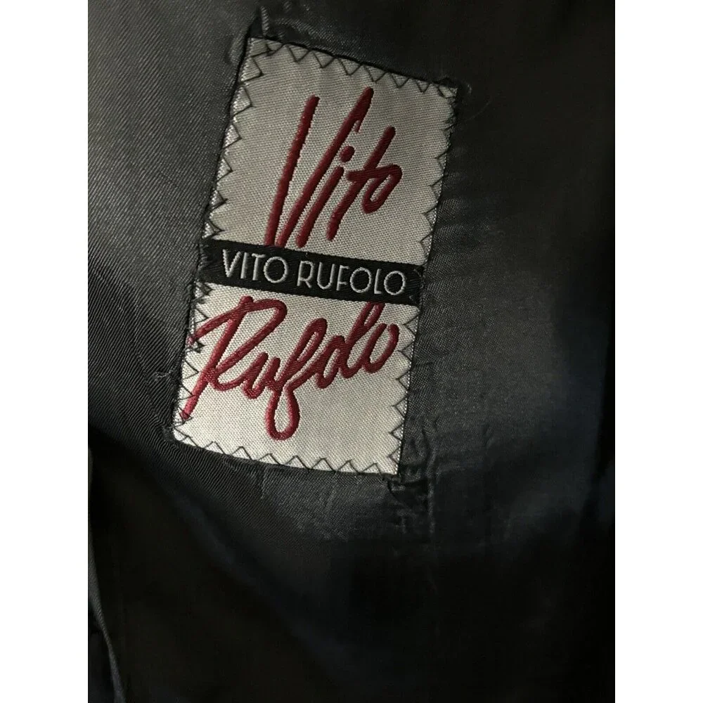 Vito Rufolo‎ San Martino Mens Size 40L Wool Black Blazer Jacket Coat Italy